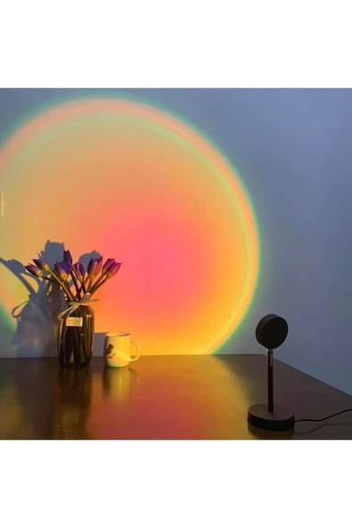 SMAYLİNG Gece Lambası Projektör Kumandalı Gün Batımı 16 Farklı Görüntü Sunset Lamp Ev Ofis Cafe Dekor - 3