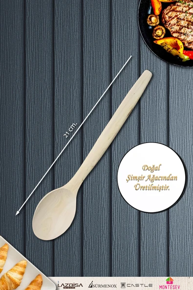 Doğal Şimşir Ağacı Ahşap Tahta Kaşık Spatula Seti Ağaç Kaşık (6lı Set) - 2