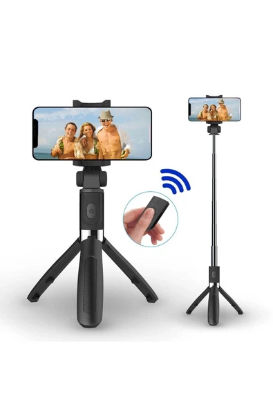 SMAYLİNG Kablosuz Stant Tripod Katlanabilir Uzatılabilir Selfi Çubuğu Ios&android Gopro Uyumlu Vlog Kit