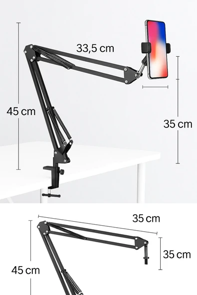 SMAYLİNG Masaüstü Üst Çekim Tripod Yayıncı & Oyuncu Telefon Standı 360° Ayarlanabilir - 4