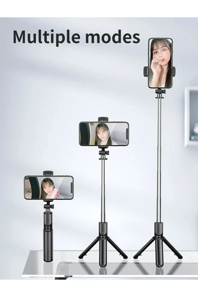 SMAYLİNG Kablosuz Stant Tripod Katlanabilir Uzatılabilir Selfi Çubuğu İOS&ANDROİD Vlog Kit Tiktok İnstagram - 2