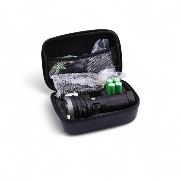 El Feneri 5000 Lümen Uzun Menzil 50W Li-ion 4 x 3200 mAh Şarjlı Powerbank Ledli Su Geçirmez Kamp - Resim 3