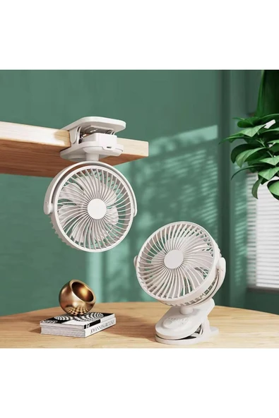 SMAYLİNG Şarj Edilebilir Mandallı Mini Vantilatör – 3 Kademeli Sessiz Masa Fanı - 5