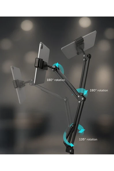 SMAYLİNG Metal Ayaklı 3 Eklemli Teleskopik Tablet ve Telefon Tutucu Stand – 360° Ayarlanabilir - 3