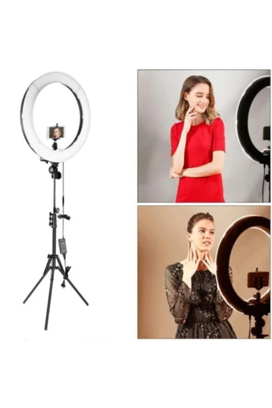 SMAYLİNG Ring Light Led 18’’ 45 Cm Işık Halkası Tiktok Youtube + 210 Cm Ayak Dahil Ring Light Led Kuaför - 6