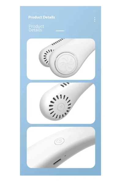 Vothoon Askılı Boyun Tipi Fan 3 Kademeli Ayar USB Type-C Şarjlı Sessiz & Eller Serbest Soğutma Çift Motorlu - 5