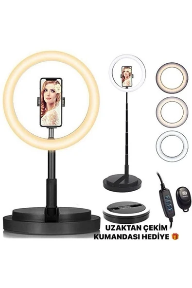 SMAYLİNG Teleskopik Halka Lamba Ring Light Taşınabilir Katlanır Selfie Işığı Makeup Led Tripod Işık