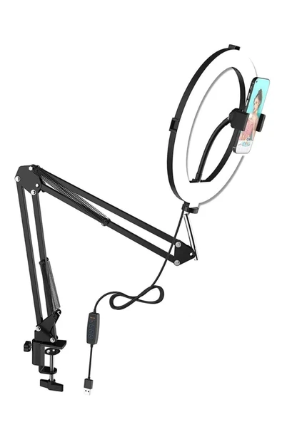 SMAYLİNG Esnek Masaüstü Sıkıştırmalı Tiktoker Ring Light Makeup Led Selfie Yayın Işığı 14 Inç + Stand Lüx - 2