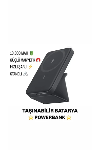 SMAYLİNG 10.000 Mah Magsafe Standlı PowerBank Hızlı Şarj Taşınabilir Güçlü Manyetik 20W Şarj Cihazı