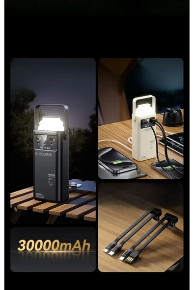 SMAYLİNG 30.000 mAh Ultra Güçlü Powerbank Led Aydınlatmalı Taşıma Askı Hızlı Şarj 22,5w 4xusbMicrolıghtngtypc - 5