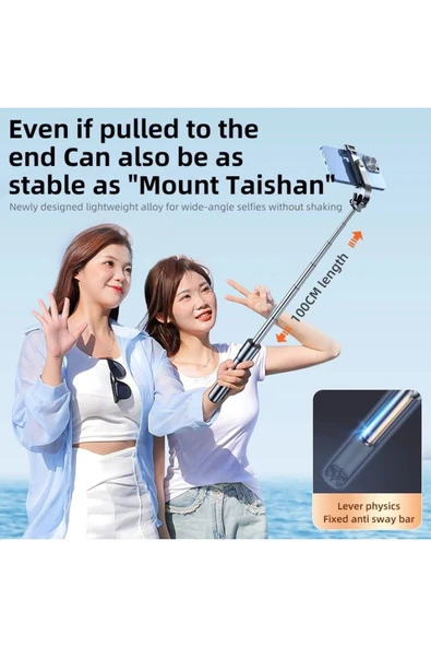 SMAYLİNG Kablosuz Stant Tripod Katlanabilir Uzatılabilir Selfi Çubuğu İOS&ANDROİD Vlog Kit Tiktok İnstagram - 7