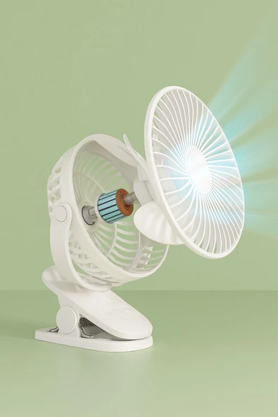 SMAYLİNG Şarj Edilebilir Mandallı Mini Vantilatör – 3 Kademeli Sessiz Masa Fanı - 2