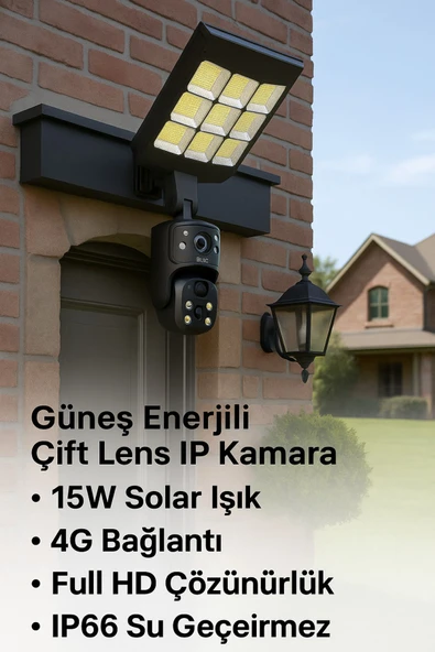 SMAYLİNG Solar Güneş Enerjili Kamera | 4G Sim Destekli, Çift Lens, HD Görüntü, Su Geçirmez Güvenlik Kamerası - 2