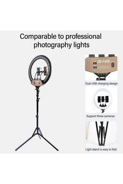 SMAYLİNG Zb-f488 22 Inç 55cm 22 Inç Ring Light Çekim Işığı Halkası Tiktok Kuaför Mega Boy 100w - 6