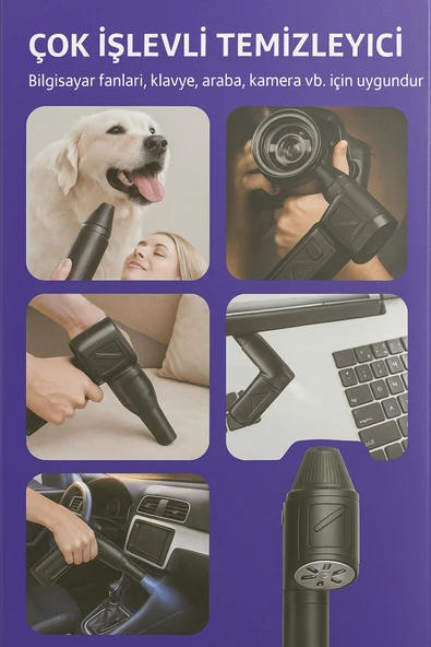 SMAYLİNG Kablosuz Hava Üfleyici | Çok Fonksiyonlu Temizleyici | USB-C Şarjlı Mini Vakumlu Blower - 3