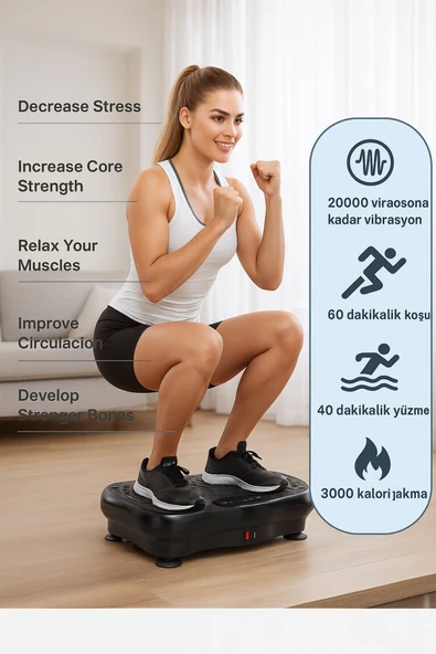 SMAYLİNG Titreşimli Spor Aleti Bluetooth & USB Müzik Çalarlı Egzersiz ve Platformu - 3