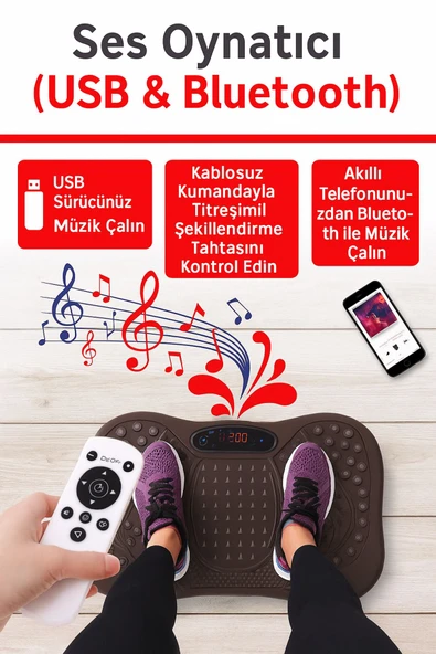 SMAYLİNG Titreşimli Spor Aleti Bluetooth & USB Müzik Çalarlı Egzersiz ve Platformu - 8