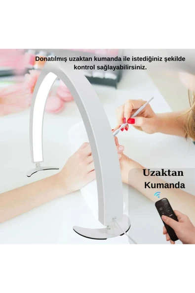 SMAYLİNG Katlanabilir Masa Üstü Ay Lambası 36 Yükseklik 73 En Kumandalı Kirpik Kaş ve Tırnak LED Masa Lambası