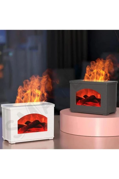 SMAYLİNG Şömine Görünümlü Hava Nemlendirici Aromatik Oda Kokusu 270 ml Difüzörü Buhar Makinesi - 2