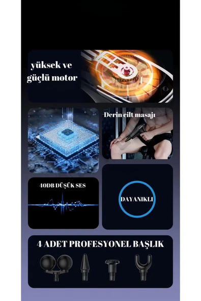 SMAYLİNG Çift Başlıklı Taşınabilir Masaj Tabancası 6 Hız Kademeli Derin Kas Rahatlaması - 4