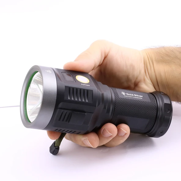 El Feneri Uzun Menzil 5000 Lümen 50W Li-ion 8000 mAh Şarjlı Powerbank Ledli Parlak Su Geçirmez Kamp - Resim 5