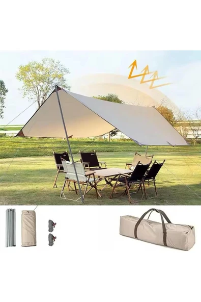 SMAYLİNG Su Geçirmez Güneşlik Tente 500x300 cm Plaj Kamp Bahçe Çadırı Gölgelik Oxford Kumaş - 6