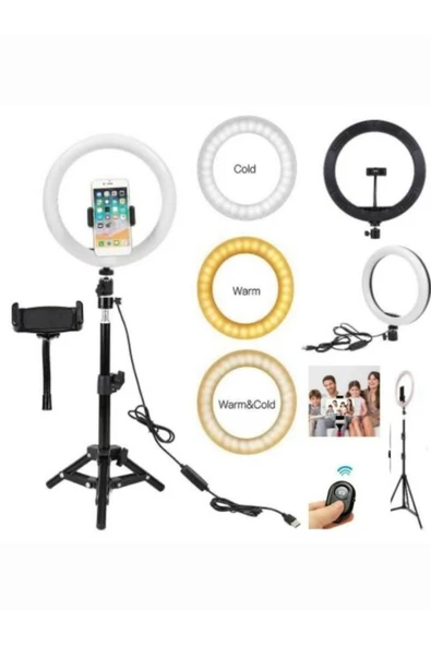SMAYLİNG "14'' Ring Light Tripod & Bluetooth Kumandalı Işık - YouTube, TikTok, Instagram Çekim Işığı"