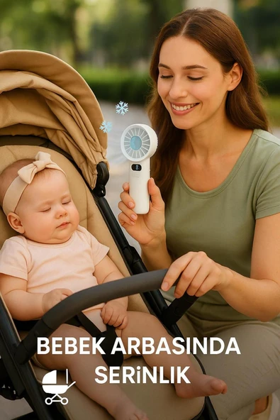 SMAYLİNG Şarjlı Mini El Fanı | Kademe Hız Ayarı, Taşınabilir Serinlik, Dijital Göstergeli - 4