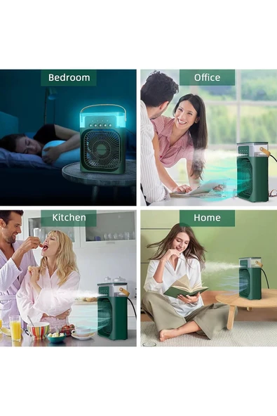 SMAYLİNG Taşınabilir Su Püskürtmeli Masa Üstü Fan 600 ml Hazne 7 Renk LED Işık Zaman Ayarlı Buz Eklenebilir - 4