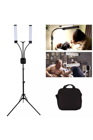 SMAYLİNG Çift Kollu Tribün Led Kalıcı Makyaj Kuaför Güzellik Merkezi Dolgulu Işık Ring Tattoo - 7