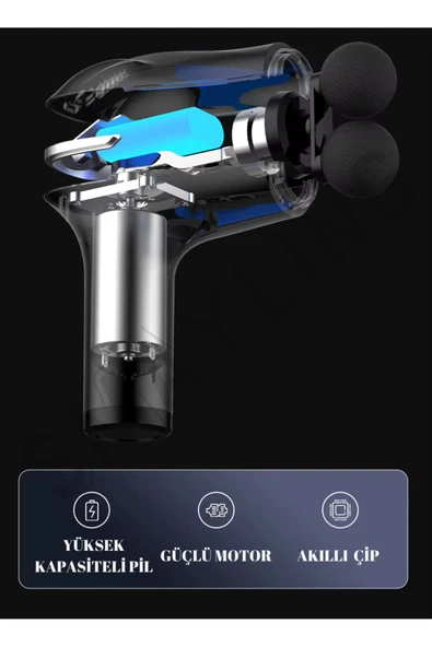 SMAYLİNG Çift Başlıklı Taşınabilir Masaj Tabancası 6 Hız Kademeli Derin Kas Rahatlaması - 2