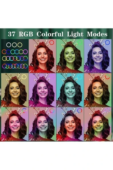 SMAYLİNG 10 Inç 26 Cm Rgb Işıklı Tripod Çok Renkl Led 210 Cm Tripot Youtube Tiktok Işığı Ve Bluetooth Kumanda - 5