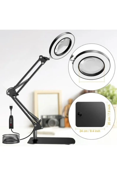 SMAYLİNG 3 Renk Modlu Kısılabilir LED Büyüteçli Masa Lambası – Okuma, El İşi, Tamir ve Hobi Işığı - 6