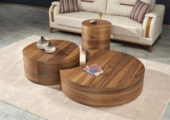 Walnut Ceviz Orta Sehpa Takımı - Resim 5