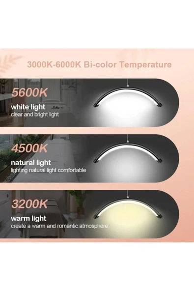 SMAYLİNG Ay Lamba Profesyonel Işık Makeup Klinik Çekim Işığı Ipek Kirpik Estetisyen Tatto Işığı 28 Inç Siyah - 7