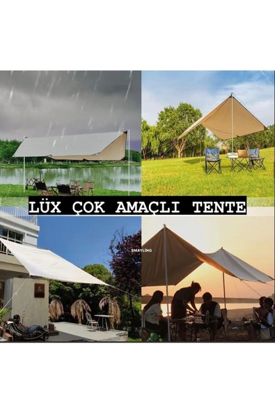 SMAYLİNG Güneş Tentesi, Dış Mekan Tente Bezi, Su Geçirmez, Kamp Plaj Piknik Brandası, Oxfort Kumaş 440x300 - 2