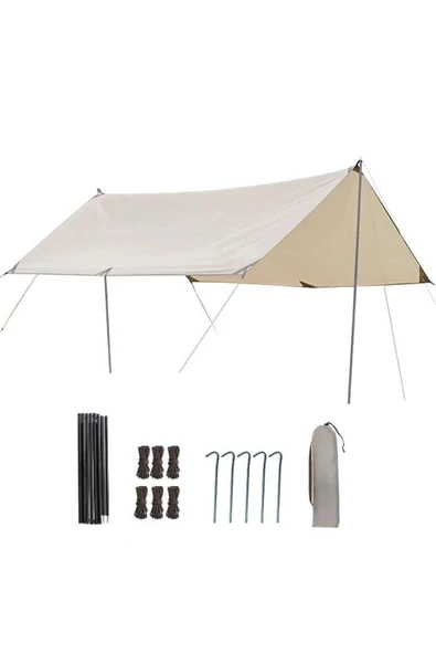 SMAYLİNG Güneş Tentesi, Dış Mekan Tente Bezi, Su Geçirmez, Kamp Plaj Piknik Brandası, Oxfort Kumaş 440x300 - 4