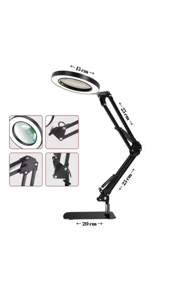 SMAYLİNG 3 Renk Modlu Kısılabilir LED Büyüteçli Masa Lambası – Okuma, El İşi, Tamir ve Hobi Işığı - 3