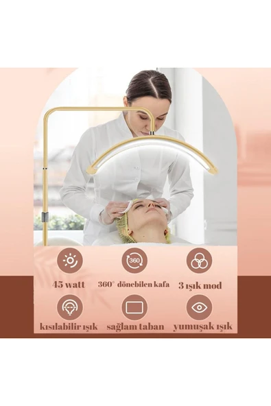 SMAYLİNG Ay Lamba Profesyonel Işık Makeup Klinik Çekim Işığı Ipek Kirpik Estetisyen Tatto Işığı 28 ınç gold - 7