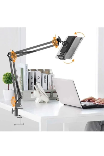 SMAYLİNG Tablet&telefon Tutucu Stand Uzun Kollu Masa Üstü Stant Ayarlanabilir Esnek Açılı 360° Oynar Başlıklı - 2