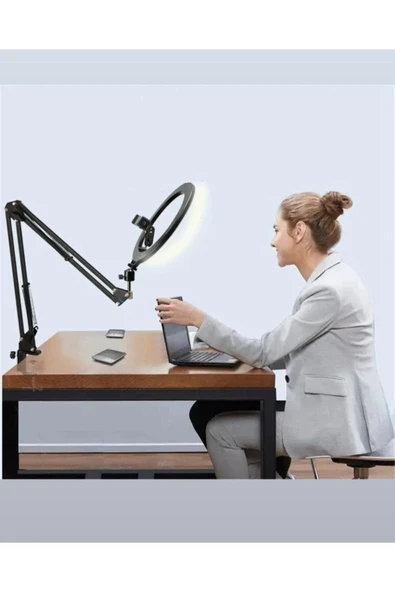 SMAYLİNG Esnek Masaüstü Sıkıştırmalı Tiktoker Ring Light Led Selfie Yayın Işığı 10 Inç + Stand Lüx - 2