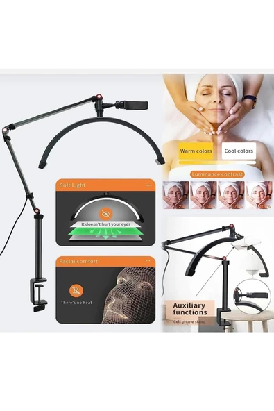 SMAYLİNG Sıkıştırmalı Ay Lamba 17 İnç Makeup Nail Oje Tırnak Kİrpİk Led Işık Güzellik Salonu Beauty - 6