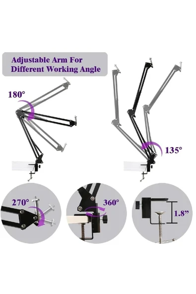 SMAYLİNG Esnek Masaüstü Sıkıştırmalı Tiktoker Ring Light Makeup Led Selfie Yayın Işığı 14 Inç + Stand Lüx - 3