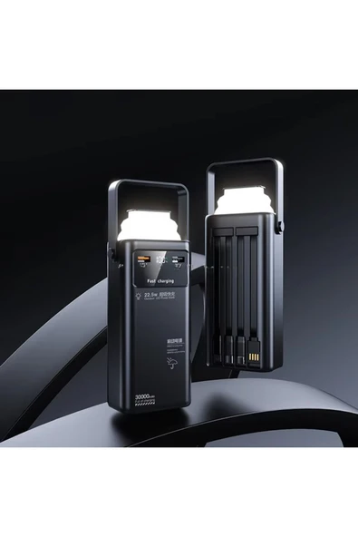 SMAYLİNG 30.000 mAh Ultra Güçlü Powerbank Led Aydınlatmalı Taşıma Askı Hızlı Şarj 22,5w 4xusbMicrolıghtngtypc - 3