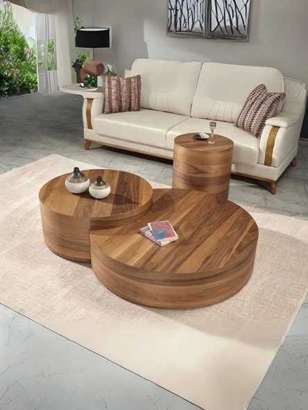 Walnut Ceviz Orta Sehpa Takımı - Resim 3