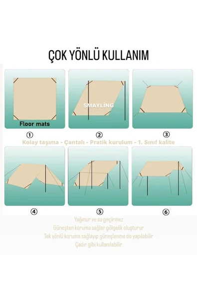 SMAYLİNG Güneş Tentesi, Dış Mekan Tente Bezi, Su Geçirmez, Kamp Plaj Piknik Brandası, Oxfort Kumaş 440x300 - 3