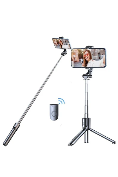SMAYLİNG Kablosuz Stant Tripod Katlanabilir Uzatılabilir Selfi Çubuğu İOS&ANDROİD Vlog Kit Tiktok İnstagram - 6