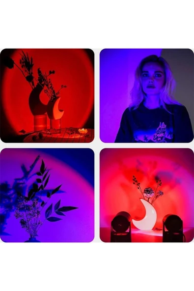 SMAYLİNG Gece Lambası Projektör Kumandalı Gün Batımı 16 Farklı Görüntü Sunset Lamp Ev Ofis Cafe Dekor - 7