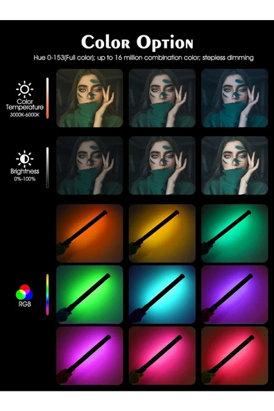 SMAYLİNG El Rgb Çubuk Led Floresan Lamba Fotoğraf Stüdyosu Tiktok Profesyonel Dolgu Işığı Taşınabilir+tripod - 5