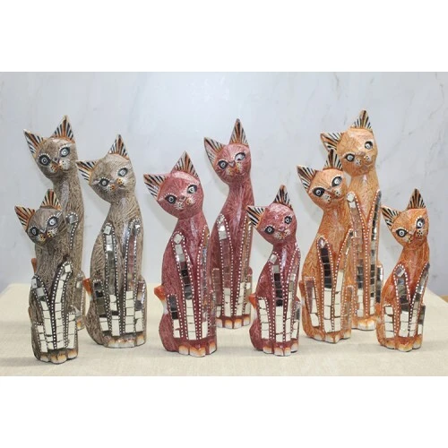 Ahşap 3'lü Kedi Seti 30 Cm Model 2 ürün görseli